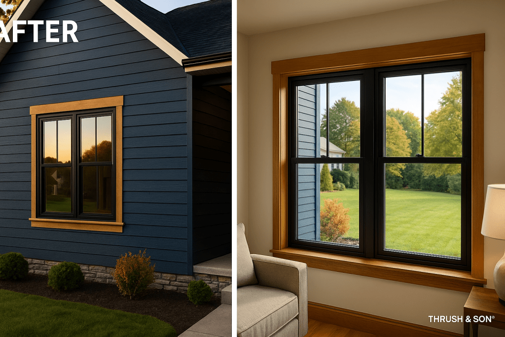 After installation of upgraded vinyl replacement windows for homeowners who Deserve the Best in durability and comfort