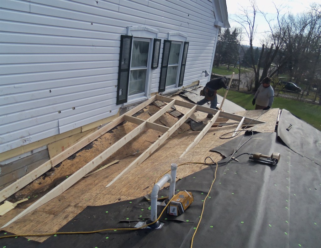 Roof decking and structural improvements in progress at the Historic Centerville Home