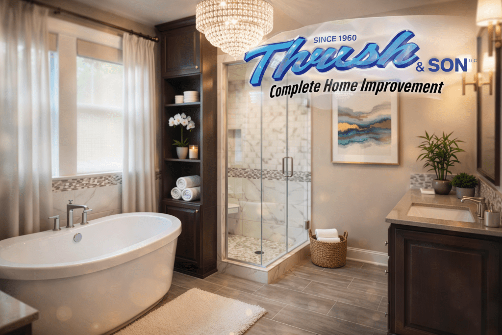 During home improvements, a modern bathroom remodel creates a relaxing and elegant space for your family.