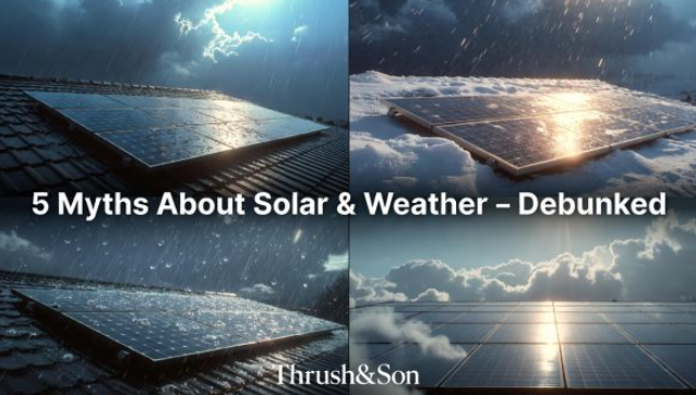 Solar panels on residential roof under sun and snow illustrating key terms from the Solar Glossary and common weather myths