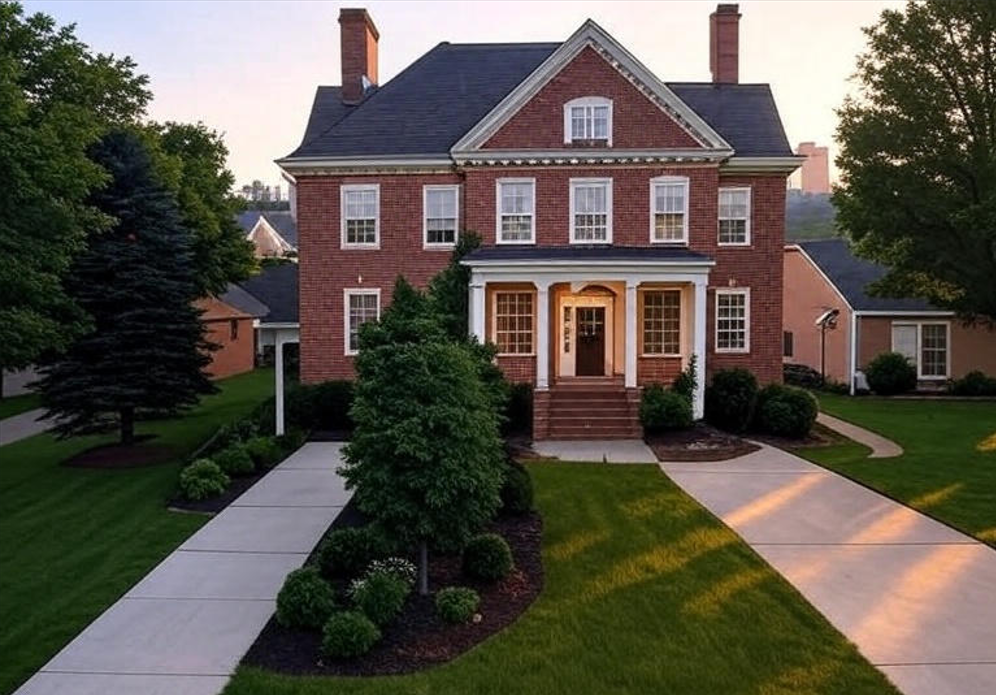 Architectural shingles on a brick home highlighting dimensional asphalt roofing designed for long-term performance and curb appeal