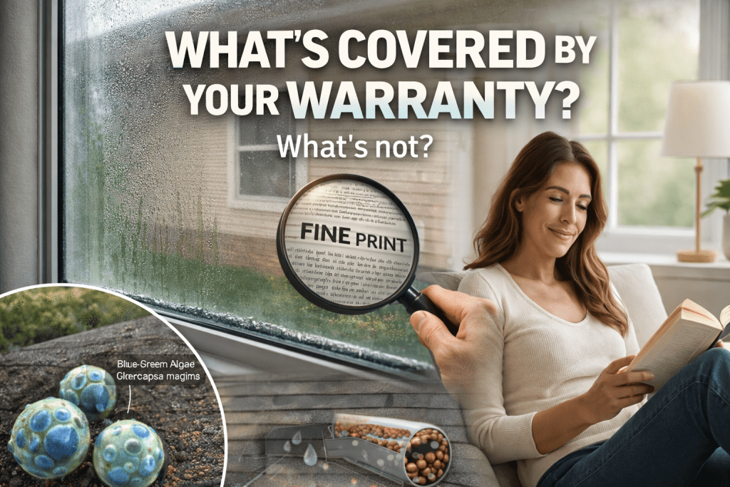 Understanding warranties for windows and roofing including seal failure, algae resistance, and warranty limitations
